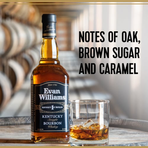 Evan Williams Black Label Kentucky Straight Bourbon Whiskey Perspective: left