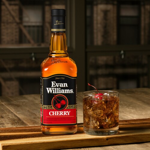 Evan Williams Cherry Whiskey Liqueur Perspective: left