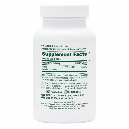 Natures Plus® Niacinamide Tablets 1000mg Perspective: left