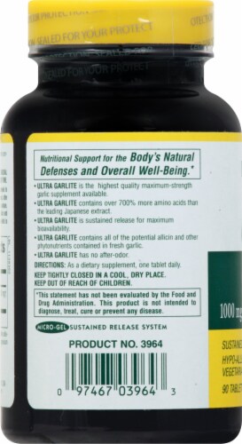 Natures Plus Ultra Maximum Strength GarLite Tablets 1000 mg Perspective: left