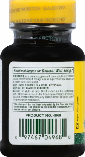 Nature's Plus DHEA-25 with Bioperine® 25mg Capsules Perspective: left