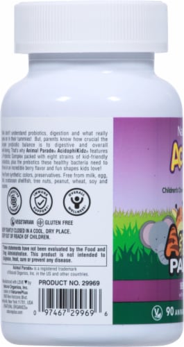 Natures Plus Animal Parade Acidophi Berry Chewable Tablets 90 Count Perspective: left