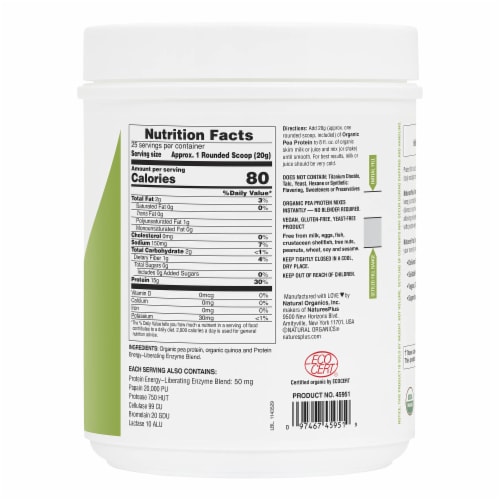 Natures Plus Pea High Protein Energy Powder Perspective: left