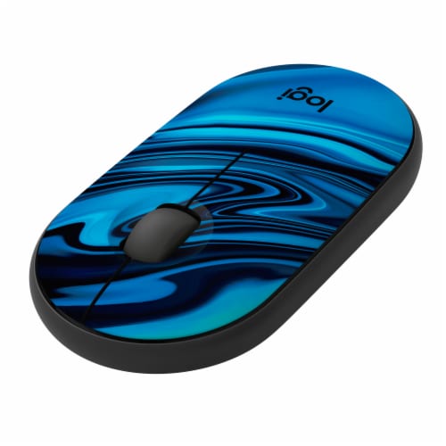 Logitech Wireless Mouse Blue Galaxy Perspective: left