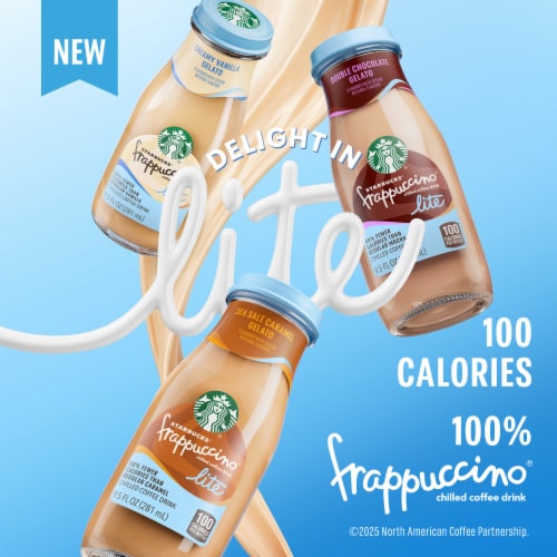 Starbucks® Frappuccino® Lite Double Chocolate Gelato Iced Coffee Bottle Perspective: left