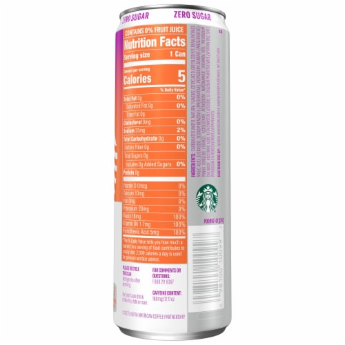 Starbucks Iced Energy Sparkling Energy Drink Tropical Peach Perspective: left