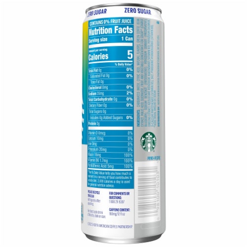 Starbucks Iced Energy Zero Sugar Sparkling Energy Drink Blueberry Lemonade Perspective: left