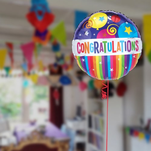 Congratulations! Helium Filled Balloon Perspective: left