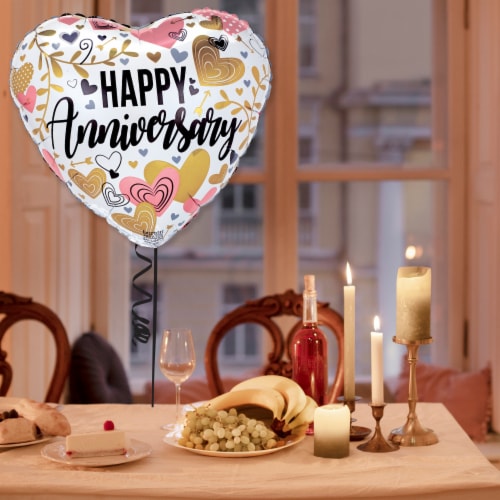 HAPPY ANNIVERSARY Helium Filled Balloon Perspective: left