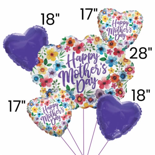 Mother's Day Floral Helium Filled Balloon Bouquet Perspective: left