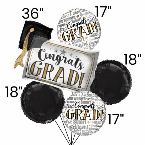 Graduation Congrats Helium Filled Balloons Bouquet Perspective: left