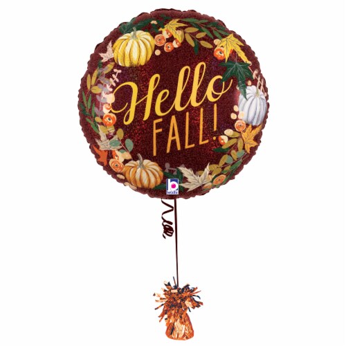 Hello Fall Helium Filled Balloon Perspective: left