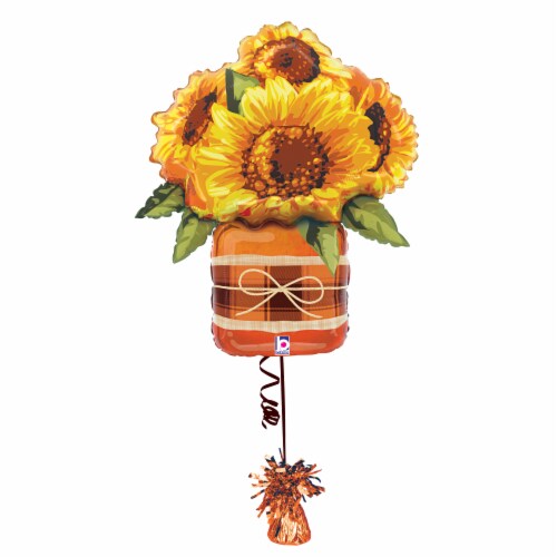 Sunflower Mason Jar Oversized Shape Helium Filled Balloon Perspective: left