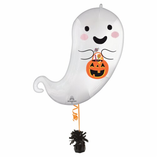 Trick or Treat Ghost Oversized Shape Helium Filled Balloon Perspective: left