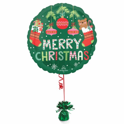 Merry Christmas Helium Filled Balloon Perspective: left