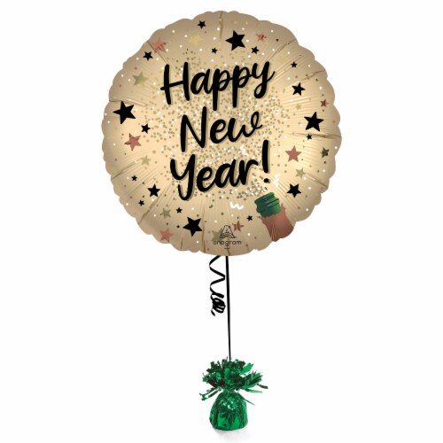Happy New Year Helium Filled Balloon Perspective: left