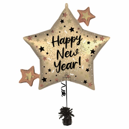 Happy New Year Oversized Shape Helium Filled Balloon Perspective: left