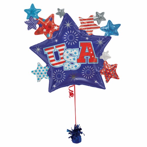USA Stars Oversized Helium Filled Balloon Perspective: left