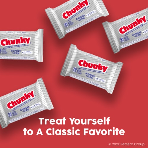 Chunky Milk Chocolate with Peanuts and Raisins Individually Wrapped Candy Bar Perspective: left
