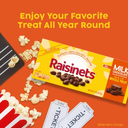 Raisinets Milk Chocolate Covered California Raisins Resealable Bag Perspective: left