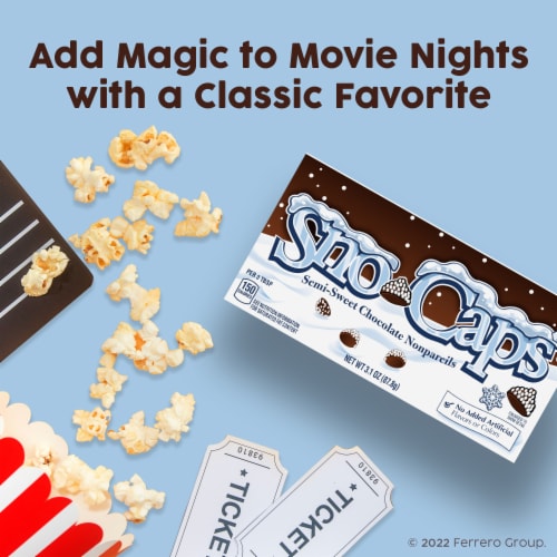 Sno-Caps, Semi-Sweet Chocolate Nonpareils, Movie Theater Candy Box, 3.1 oz each, 1 Box Perspective: left