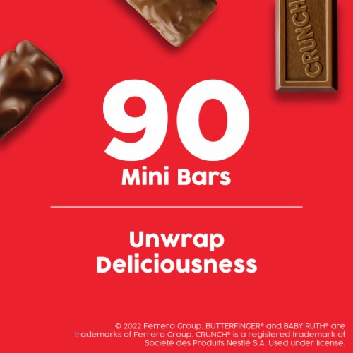 Butterfinger CRUNCH and Baby Ruth Assorted Minis Chocolate Candy Bars White Elephant Gifts Perspective: left