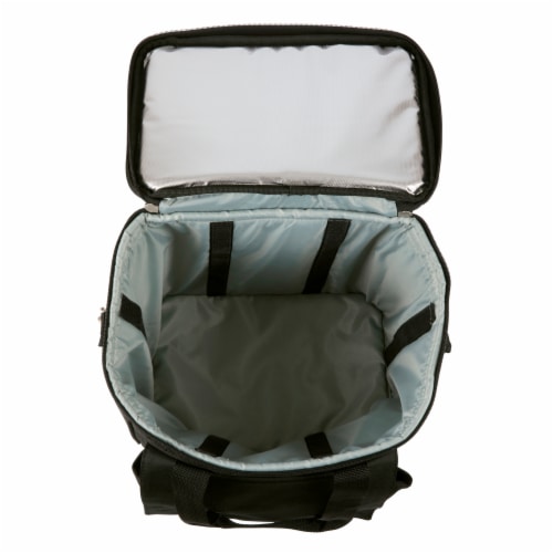 Cellar 6-Bottle Wine Carrier & Cooler Tote with Trolley, Black with Gray Accents Perspective: left