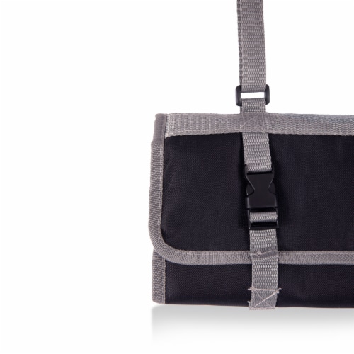 3-Piece BBQ Tote & Grill Set, Black with Gray Accents Perspective: left
