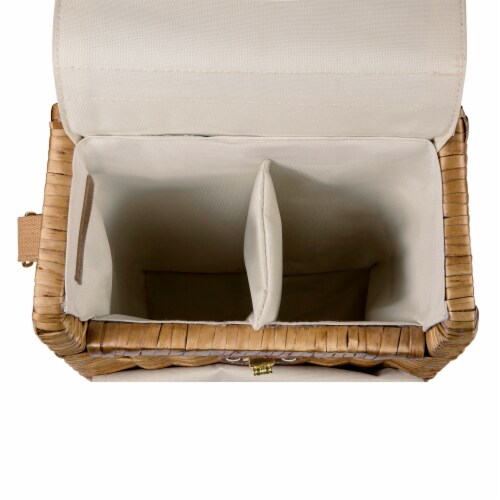 Corsica Wine & Cheese Picnic Basket, Beige Canvas Perspective: left