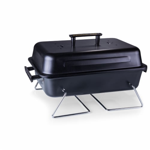 Buccaneer Portable Charcoal Grill & Cooler Tote, Black with Gray Accents Perspective: left