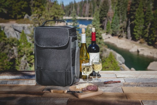 Duet Wine & Cheese Tote, Black with Gray Accents Perspective: left