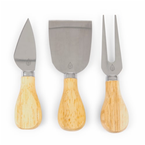 Brie Cheese Cutting Board & Tools Set, Rubberwood Perspective: left