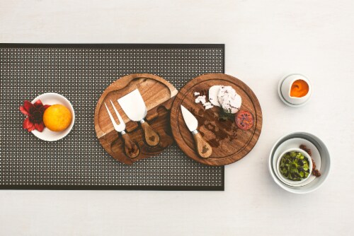Disney Mickey & Minnie Mouse - Acacia Brie Cheese Cutting Board & Tools Set, Acacia Wood Perspective: left