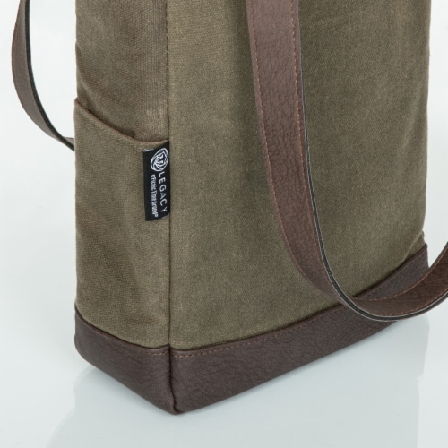 2 Bottle Insulated Wine Cooler Bag, Khaki Green with Beige Accents Perspective: left
