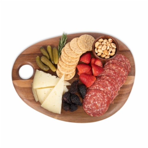 Pebble Shaped Acacia Serving Board 12" x 9", Natural Acacia Perspective: left