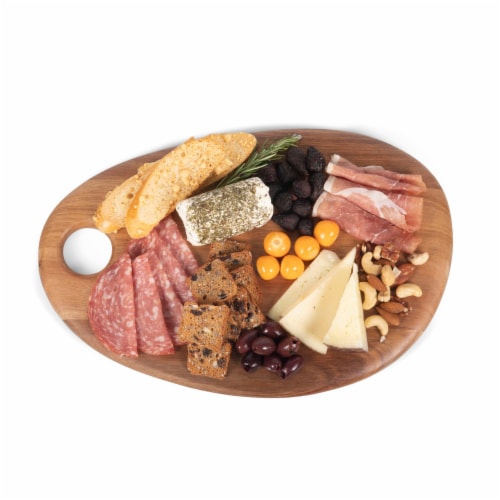 Pebble Shaped Acacia Serving Board 15" x 10", Natural Acacia Perspective: left