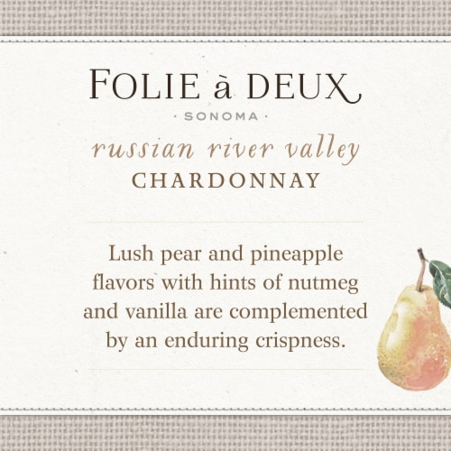 Folie a Deux Russian River Valley Chardonnay California White Wine 750 ml Perspective: left