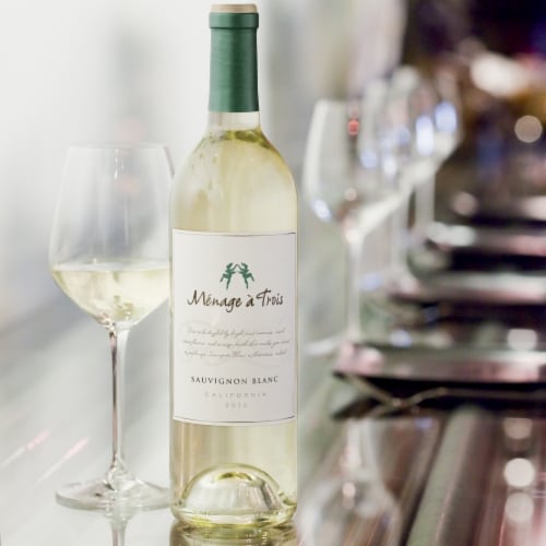 Menage a Trois Sauvignon Blanc California White Wine Perspective: left