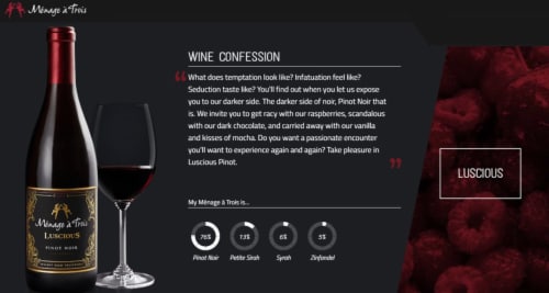 Menage a Trois Luscious Pinot Noir Red Win Perspective: left