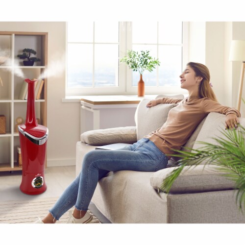 Air Innovations 701BA Ultrasonic Cool Mist Aromatherapy Digital Humidifier, Red Perspective: left
