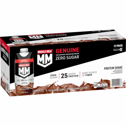 Muscle Milk® Genuine Zero Sugar Chocolate Protein Shake Multipack Perspective: left
