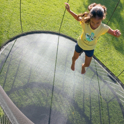 Springfree Trampoline Kids Outdoor Medium Oval 8 x 11' Trampoline with Enclosure Perspective: left