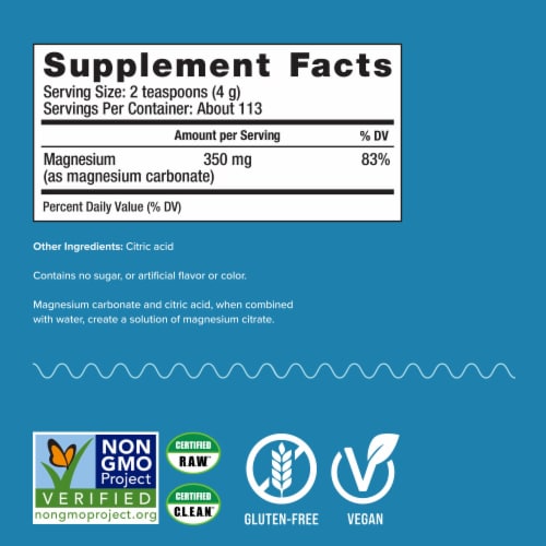 Natural Vitality CALM Unflavored Magnesium Supplement Drink Mix Perspective: left