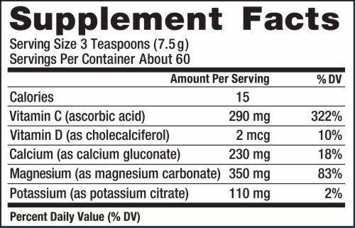 Natural Vitality CALM Unflavored Magnesium Supplement Drink Mix Plus Calcium Perspective: left