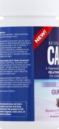 Natural Vitality Calm® Blueberry Pomegranate Sleep Gummies Perspective: left