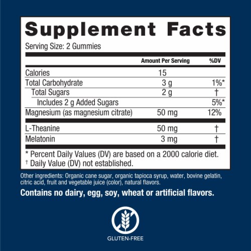 Natural Vitality CALM Blueberry Pomegranate Flavored Sleep Gummies Magnesium Supplement Perspective: left