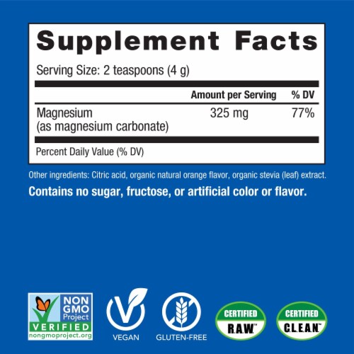 Natural Vitality CALM Orange Magnesium Supplement Drink Mix Perspective: left