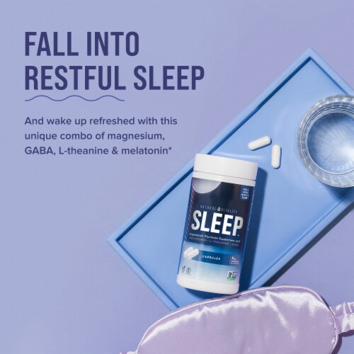 Natural Vitality CALM Sleep Magnesium Supplement Capsules Sleep Supplement Perspective: left