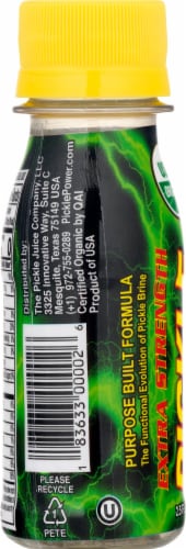 Pickle Juice® All Natural Extra Strength Sports Drink Shot Bottle Perspective: left