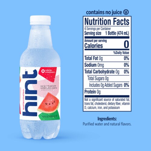 Hint® Watermelon Flavored Bottled Water Perspective: left